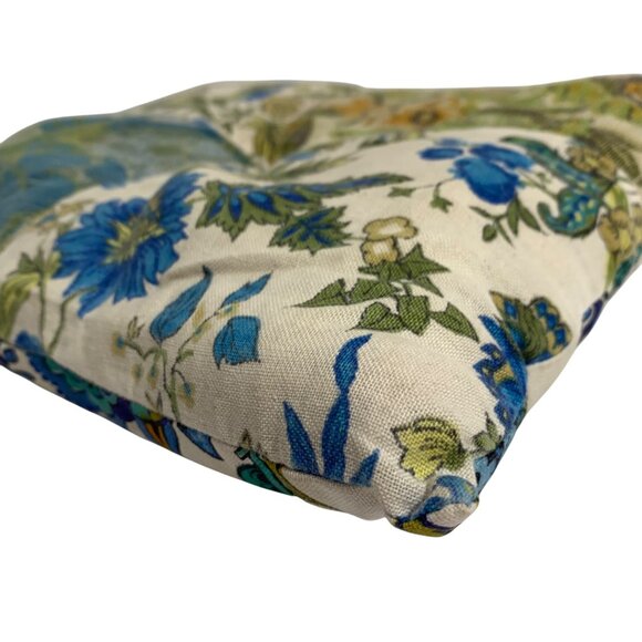 Handmade Multicolor Patchwork Throw Pillow Floral/Paisley Patterns + Button VTG - Picture 3 of 7